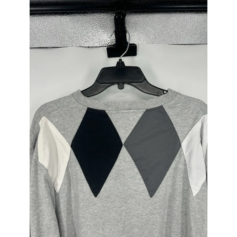 Air Jordan Nike Argyle‎ Diamond Printed Embroidered Vented Long Sleeve Tee 2XL